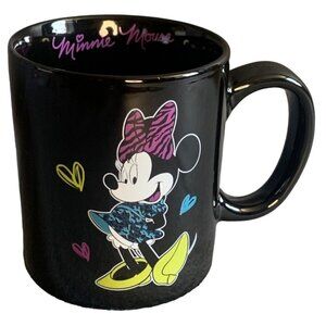 Disney Minnie Mouse Black Coffee Tea Mug Cup Minnie's Signature Hearts